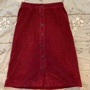Gap Corduroy Wine Coloured Midi Skirt
